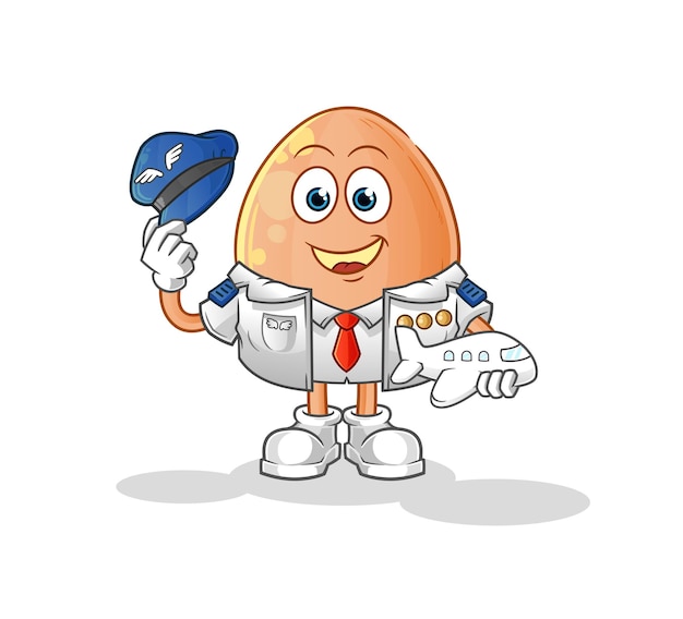 Egg pilot mascot cartoon vector