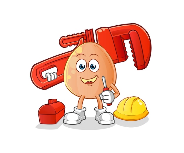 egg plumber cartoon. cartoon mascot vector