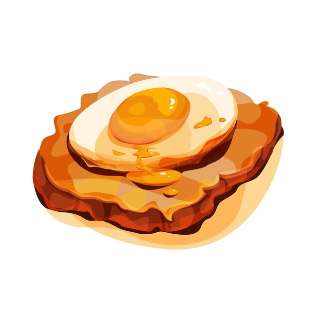 Vector egg poached on bread illustration in pan template