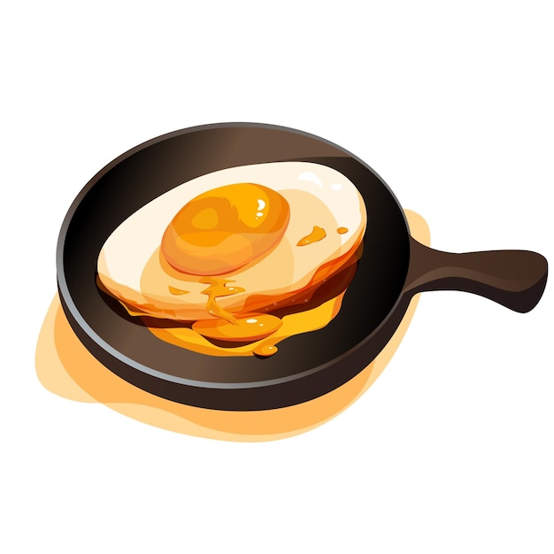 Vector egg poached illustration in pan template