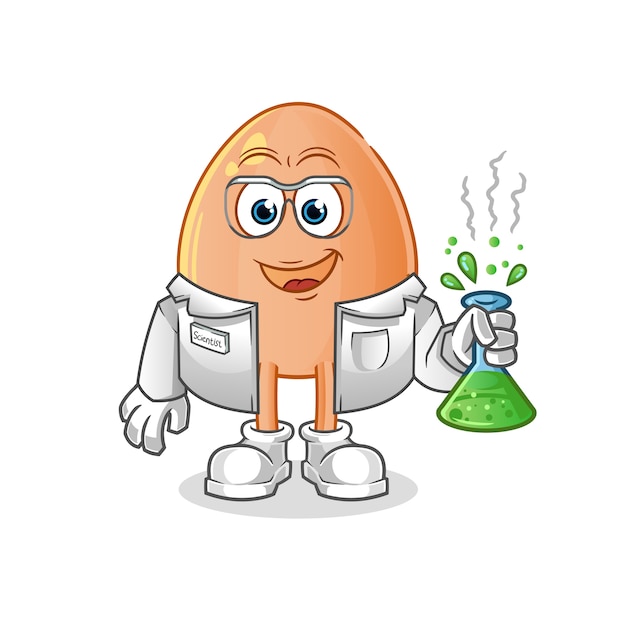 Egg scientist character. cartoon mascot