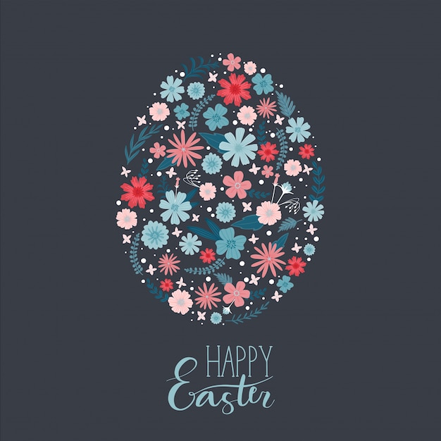 Egg shape with spring flowers