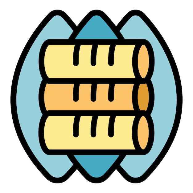 Egg spring roll icon outline vector Food cuisine Vegetable menu color flat