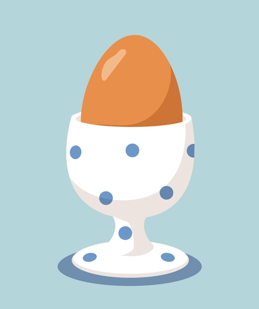 Vector egg at stand concept natural and organic fresh product dishware with healthy eating yolk and protein in shell poster or banner cartoon flat vector illustration isolated on blue background
