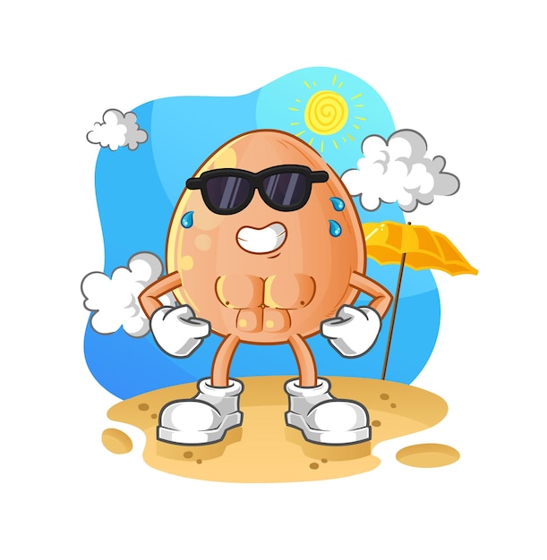 Egg sunbathing in summer character vector