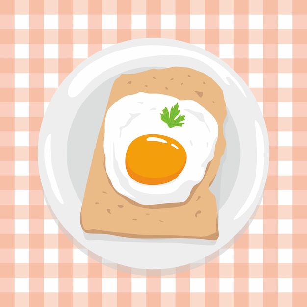 Egg toast breakfast drawing illustration