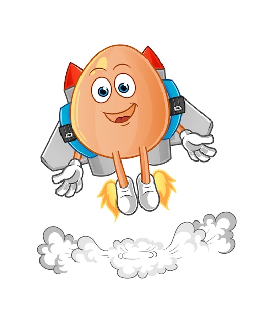 Egg with jetpack mascot cartoon