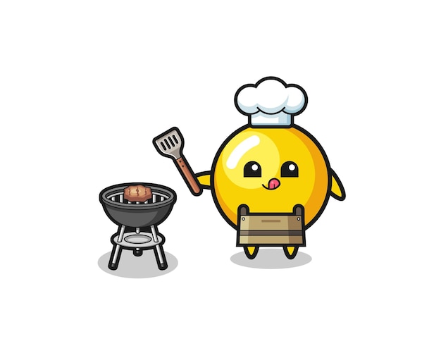 Egg yolk barbeque chef with a grill