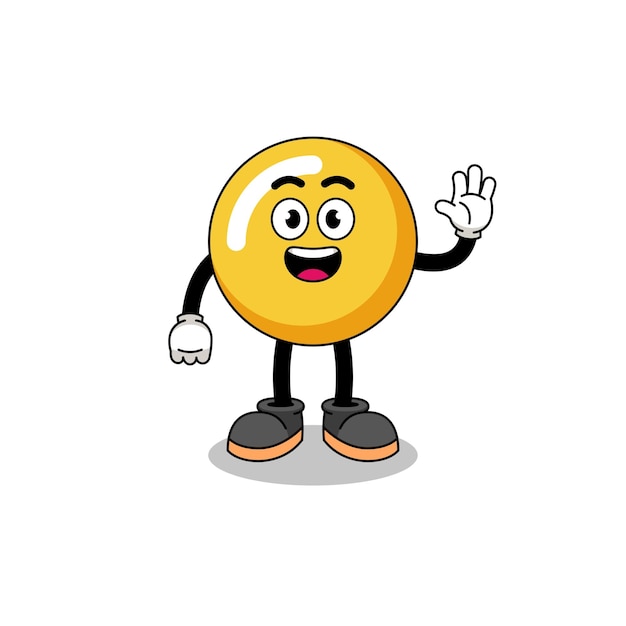 Egg yolk cartoon doing wave hand gesture