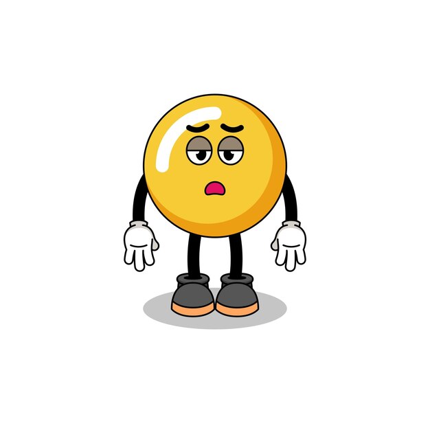 Egg yolk cartoon with fatigue gesture