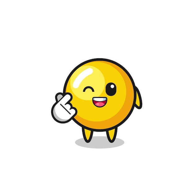 Egg yolk character doing korean finger heart