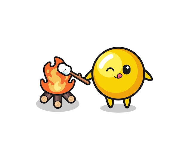 Egg yolk character is burning marshmallow