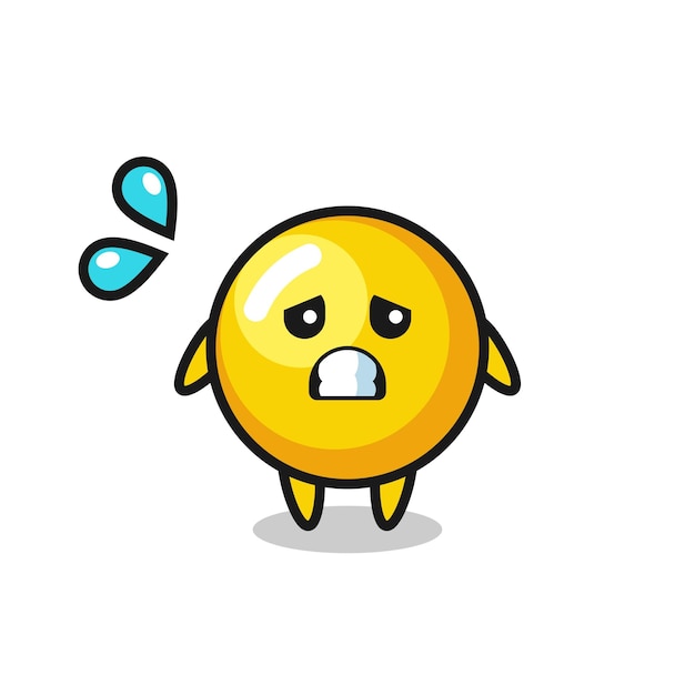 Egg yolk mascot character with afraid gesture