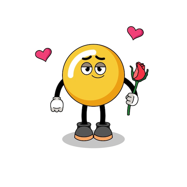 Egg yolk mascot falling in love