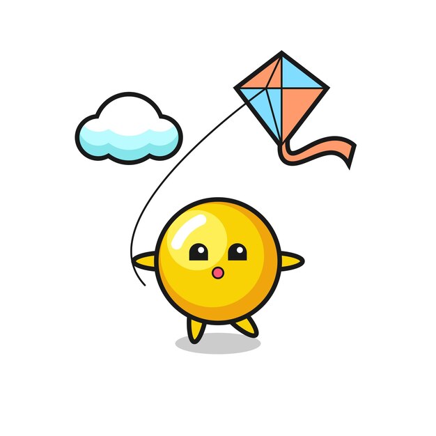 Egg yolk mascot illustration is playing kite