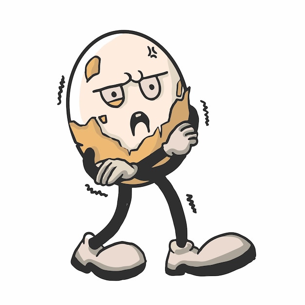 Eggman Vintage Cartoon Character Premium Vector Terrified