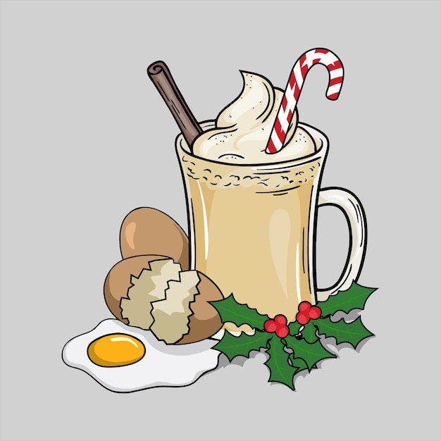 Vector eggnog christmas food icon and logo