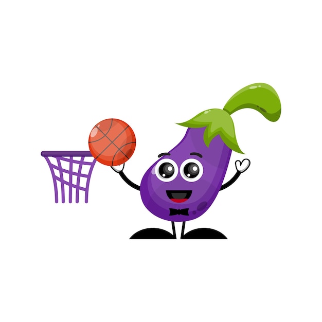 Eggplant Basket character cute logo