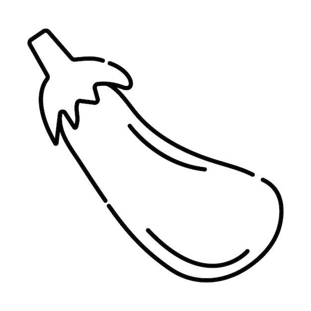 Eggplant black and white vector line icon