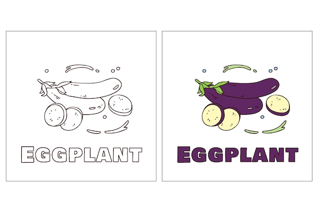 Eggplant Hand Drawn Coloring Page