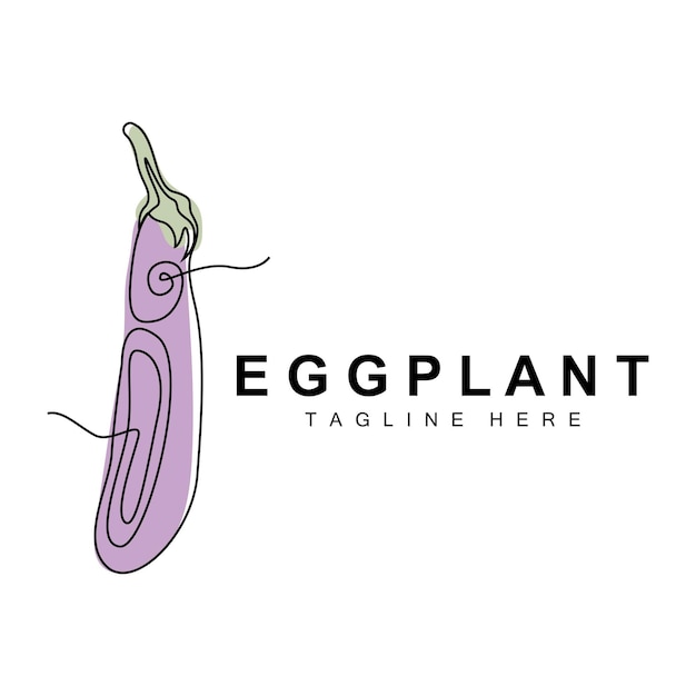 Eggplant logo design vegetables illustration purple vegetable plantation vector product brand icon template