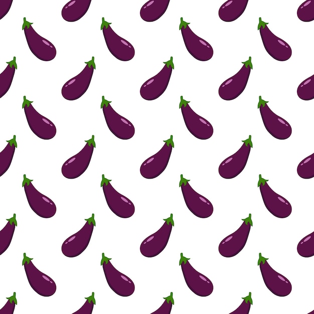 Eggplant seamless pattern on white background