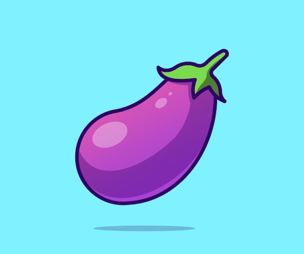 Vector eggplant vector cartoon icon illustration. flat cartoon style.