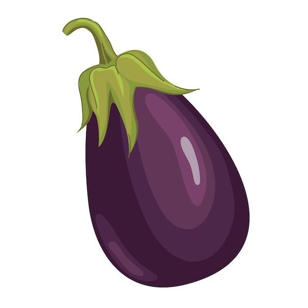 Векторная иллюстрация баклажана в плоском стиле Фиолетовый овощ на белом фоне