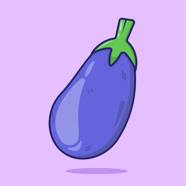 Eggplant Vegetable Asset Vector Flat Icon Illustration