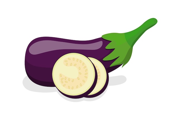 Eggplant vegetable slices flat vector illustration