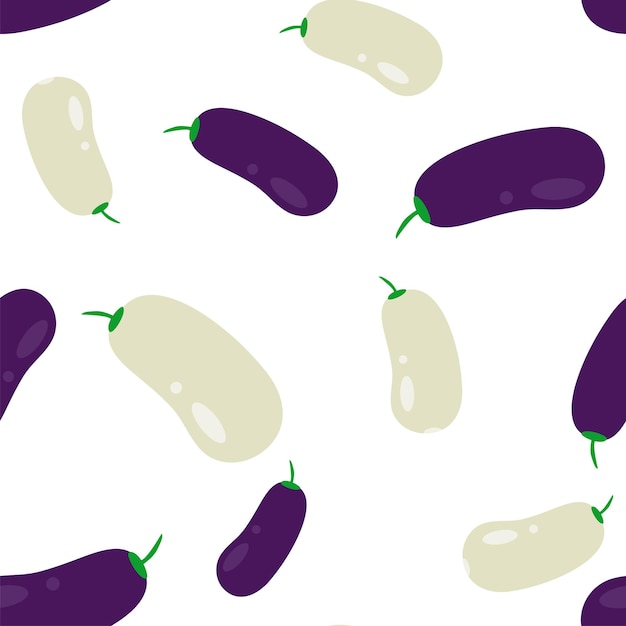Eggplant and zucchini seamless pattern vector illustration