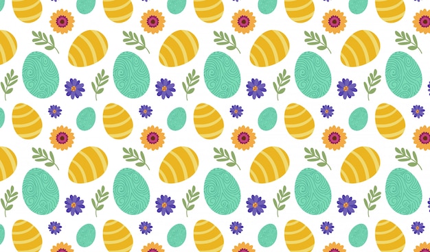 Eggs and flowers pattern