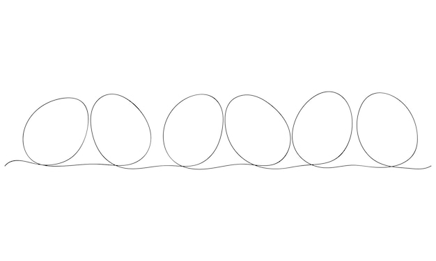 Eggs in one line on a white background