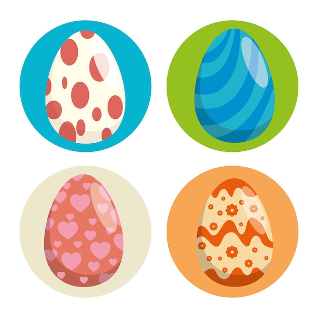 Vector eggs painted happy easter celebration