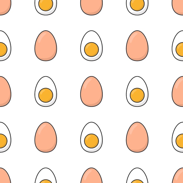 Eggs seamless pattern on a white background. chicken eggs icon theme vector illustration