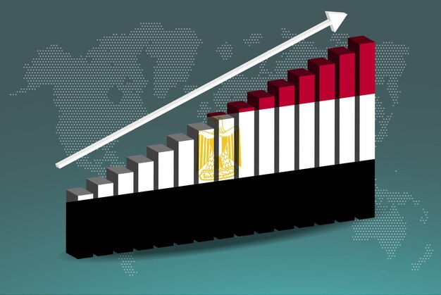 Egitto 3d grafico a barre vettore grafico freccia ascendente verso l'alto sul concetto di statistiche paese dati