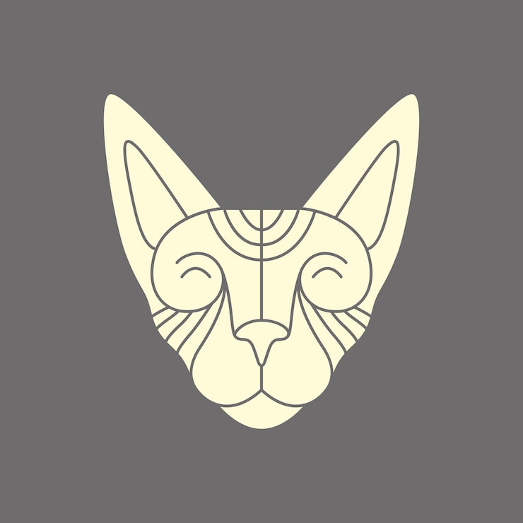 Vector egypt cat face head line logo design vector