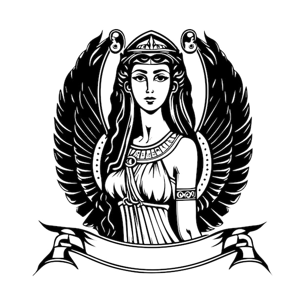Египетская иллюстрация логотипа клеопатры царственная и вневременная