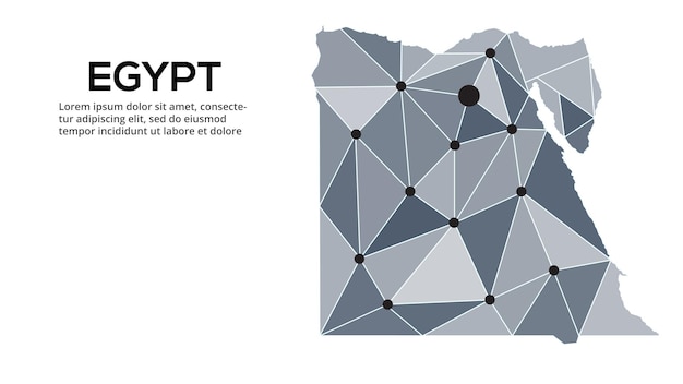 Карта коммуникационной сети египта векторное изображение глобальной карты с низким поли с городскими огнями карта в виде треугольников и точек
