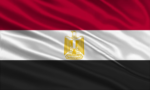 Egypt flag design. waving egyptian flag made of satin or silk fabric. vector illustration.