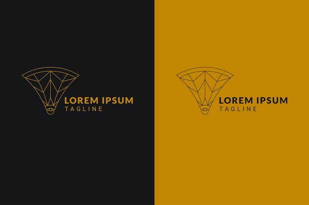 ゴールド カラーのアウトラインでエジプトの幾何学的なユリに触発されたロゴのコンセプト