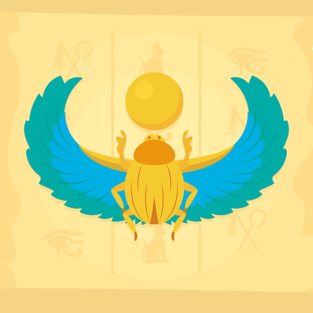 Egypt illustration with horus wings