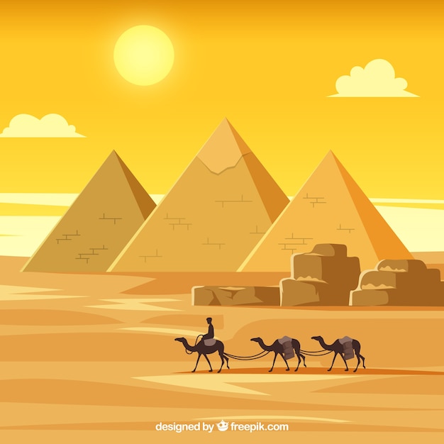 Egypt landscape with caravan