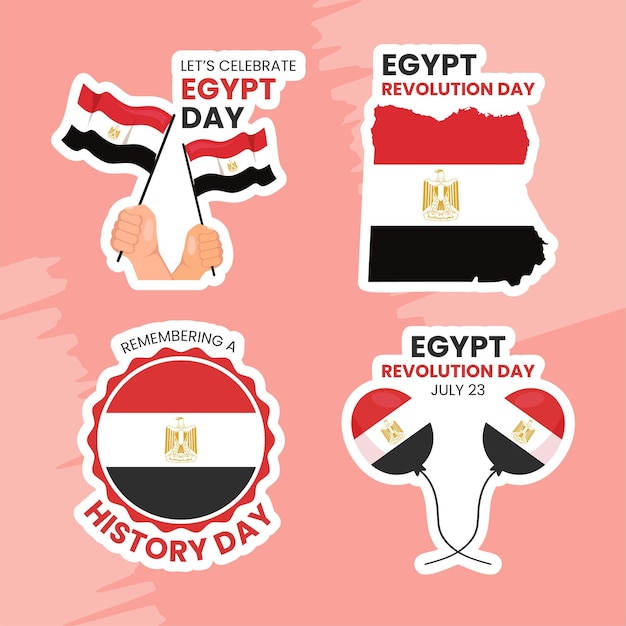 이집트 혁명의 날 레이블 플랫 만화 손으로 그린 템플릿 배경 그림
