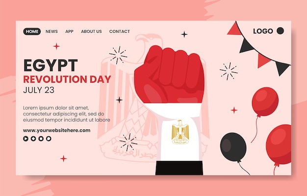 Egypt revolution day social media landing page flat cartoon hand drawn template illustration