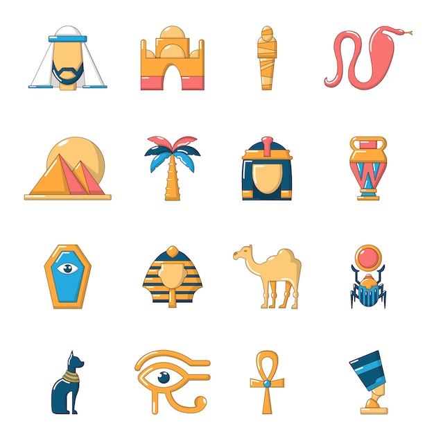 Egypt travel icons set