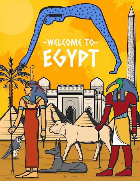 Egypt travel poster Egyptian pyramid landmarks