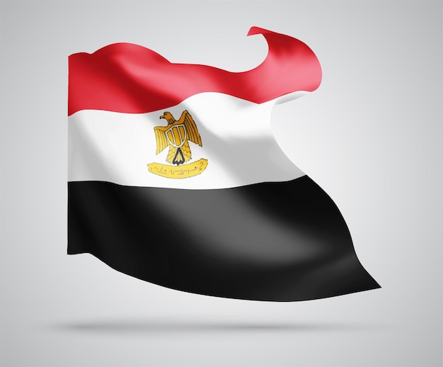 Egitto, bandiera vettoriale con onde e curve che ondeggiano nel vento su sfondo bianco.