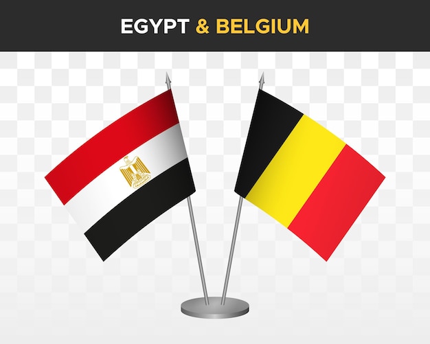 Egypt vs belgium desk flags mockup isolated 3d vector illustration egyptian table flags