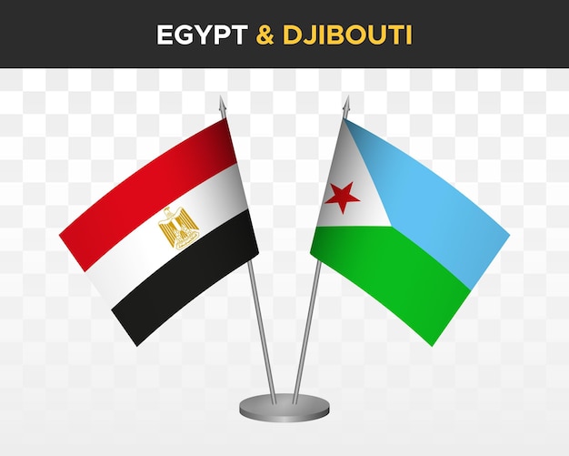 Egypt vs djibouti desk flags mockup isolated 3d vector illustration egyptian table flags